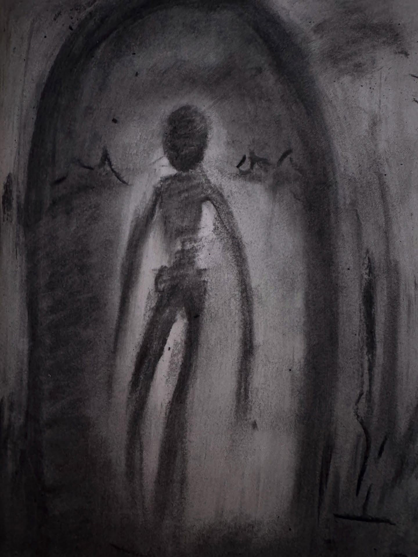 Strange being sketched from a haunted location by @lillian_alquist_medium 👻👻