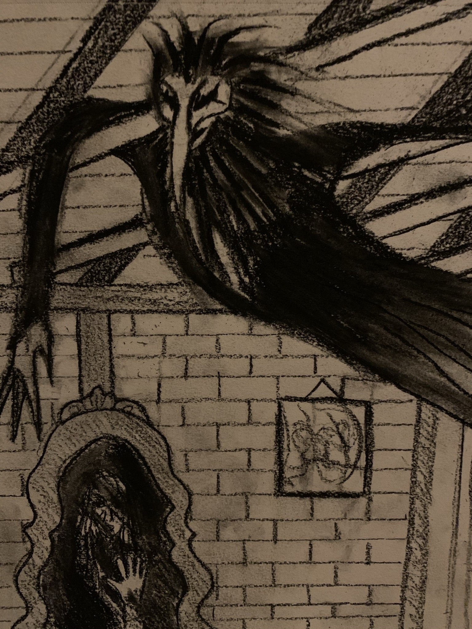 dark shadow demon drawing at the Hill House Mineral Wells TX