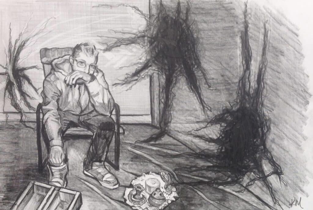 realistic demon drawing welles house haunting