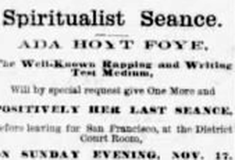 Original 1867 Territorial Enterprise advertisement for Ada Hoyt Foye's public séance