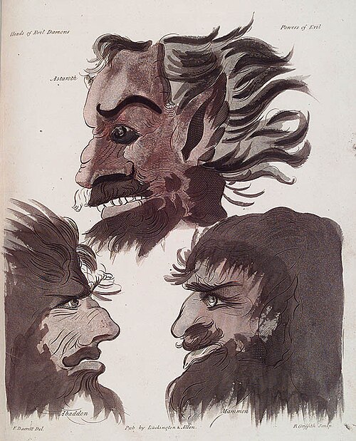 Heads of Astaroth, Abaddon, and Mammon from The Magus, 1801