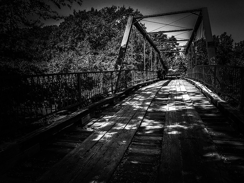 Exterior of Old Alton Bridge, also known as Goatman's Bridge, near Denton Texas