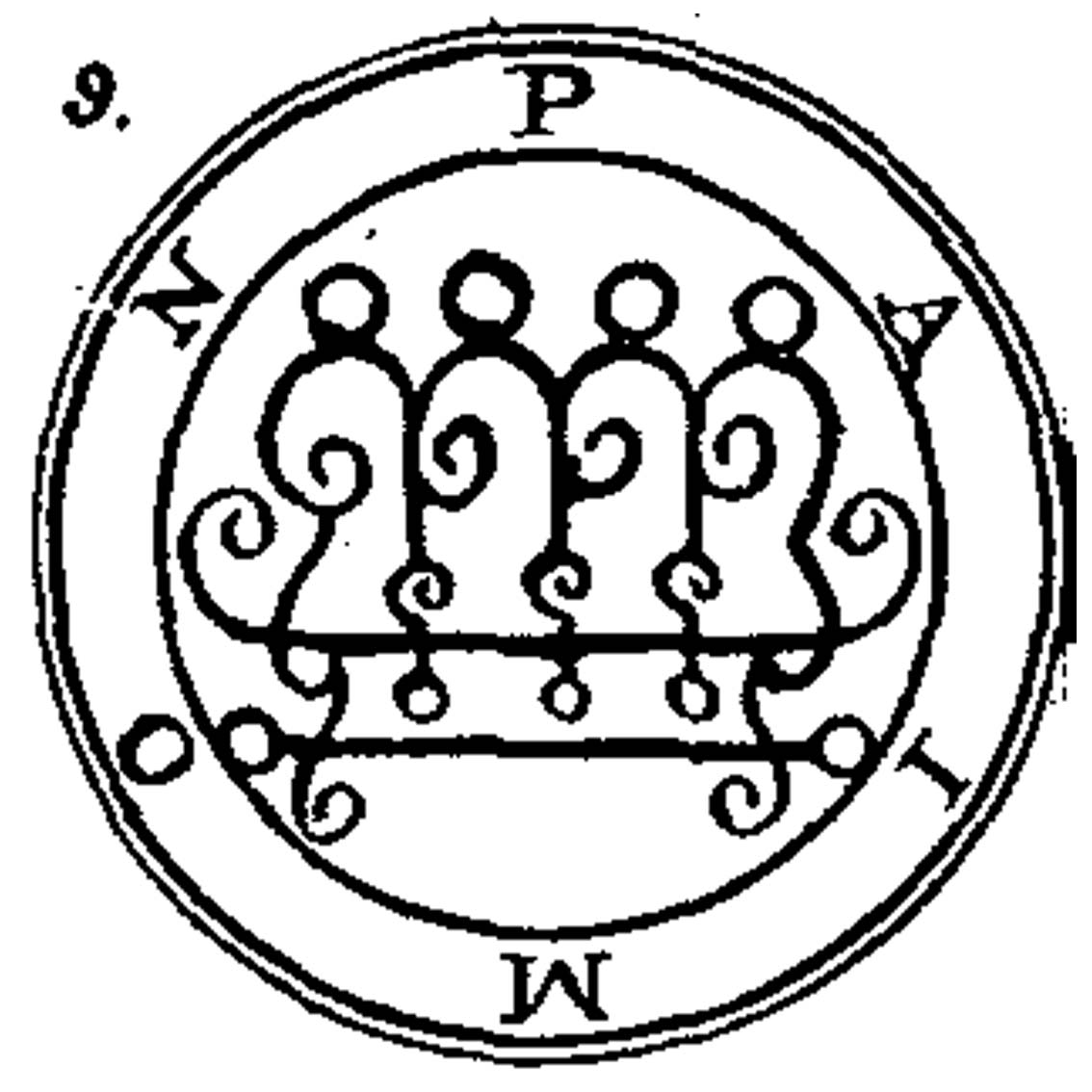 Historical sigil of King Paimon from a 1904 publication of the Ars Goetia, the Lesser Key of Solomon