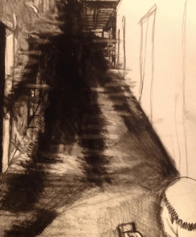 Archived shadow man illustration associated with reported fourth-floor experiences at St. Ignatius Hospital