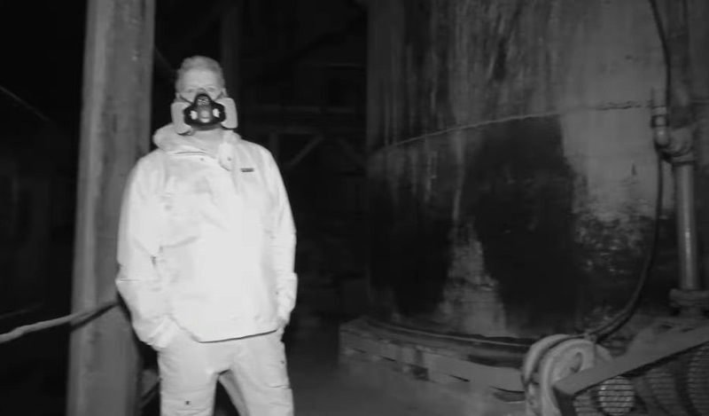 Tim Wood investigating inside Crown Point Mill in Gold Hill, Nevada