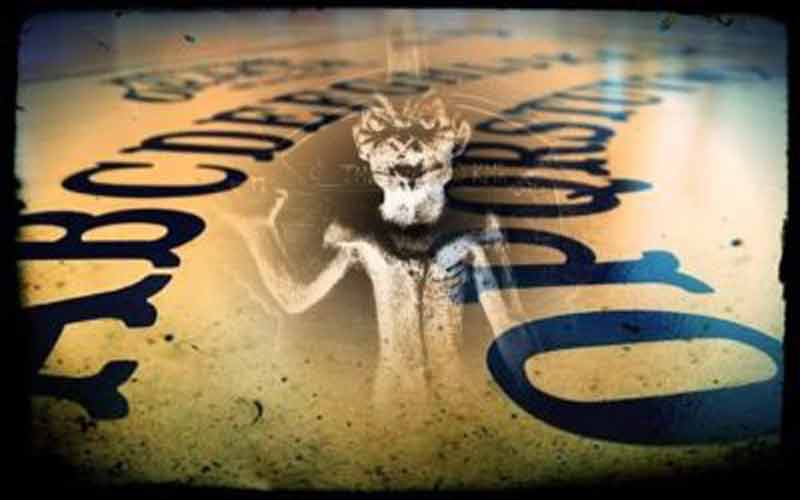 ZoZo illustration superimposed over a Ouija board